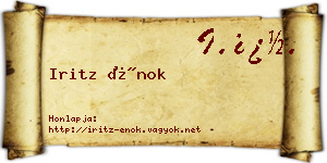 Iritz Énok névjegykártya